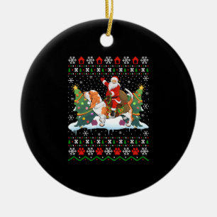 Weihnachten Weihnachten auf Basset Hound hässlich Keramik Ornament