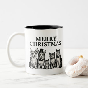 Weihnachten Weihnachten Bezauberndes Corgi Paar Dr Zweifarbige Tasse