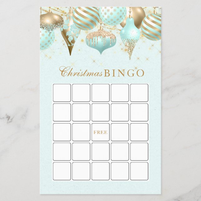 Weihnachten Weihnachten Bingo Game Aqua Flyer (Vorne)