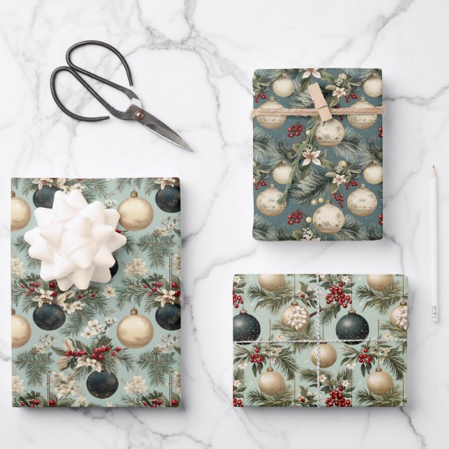 Weihnachten Weihnachten Design Geschenkpapier Set (Vorderseite)