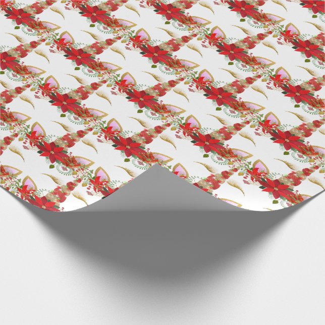 Weihnachten Weihnachten Einhorn Lashes White Gold  Geschenkpapier (Ecke)