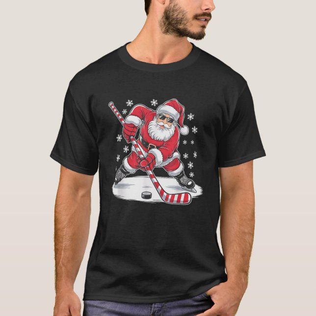 Weihnachten Weihnachten Eishockey Weihnachtsfeier  T-Shirt (Vorderseite)