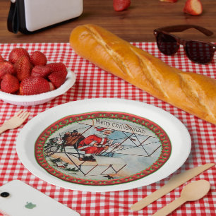 Weihnachten Weihnachten fliegt altes Flugzeug Pappteller