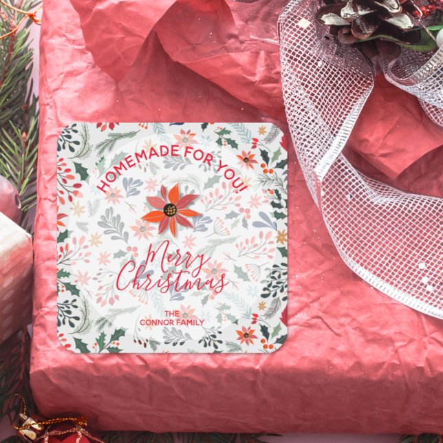 Weihnachten Weihnachten hausgemachte Kekse Feierta Quadratischer Aufkleber (Von Creator hochgeladen)