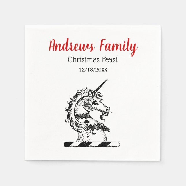 Weihnachten Weihnachten Heraldic Unicorn Kopf Embl Serviette (Vorderseite)