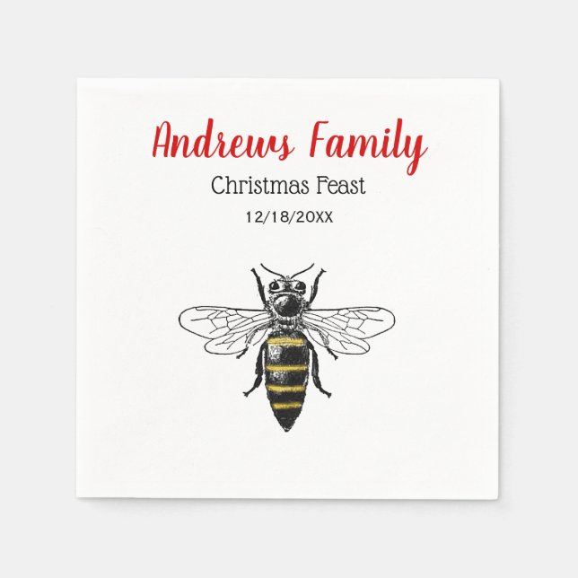 Weihnachten Weihnachten Heraldische Vintage Biene  Serviette (Vorderseite)