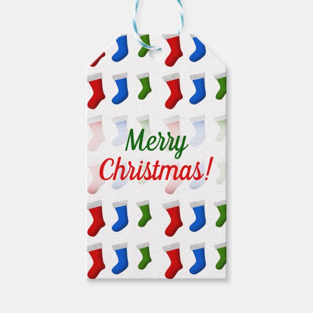 Weihnachten; Weihnachten in Rot, Blau und Grün; We Geschenkanhänger (Vorderseite)