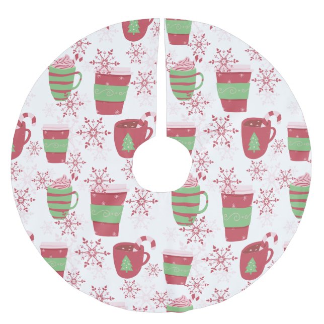 Weihnachten Weihnachten Kaffee Cups Polyester Weihnachtsbaumdecke (Vorderseite)