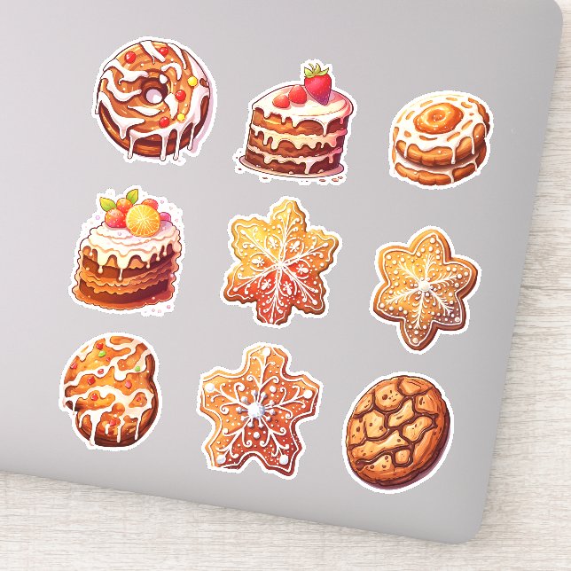 Weihnachten Weihnachten Lebkuchen Set von 9 Aufkleber (Detail)