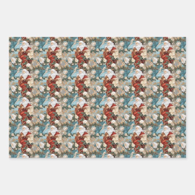 Weihnachten Weihnachten Nostalgie Geschenkpapier Set (Vorderseite 3)