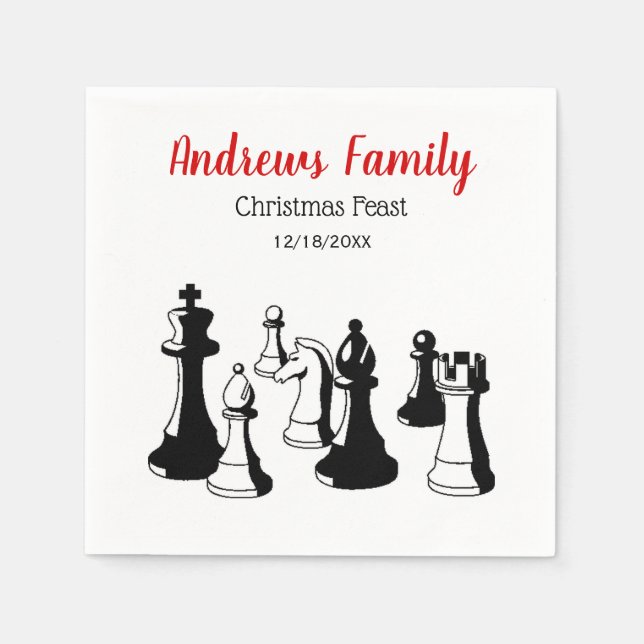 Weihnachten Weihnachten - Schachfiguren Vintag Art Serviette (Vorderseite)