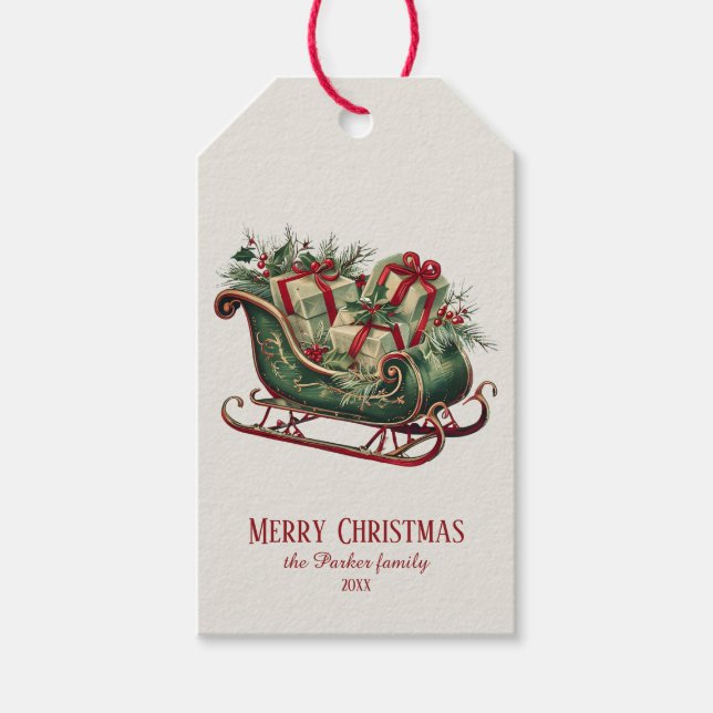 Weihnachten Weihnachten Schlitten mit Geschenken u Geschenkanhänger (Vorderseite)