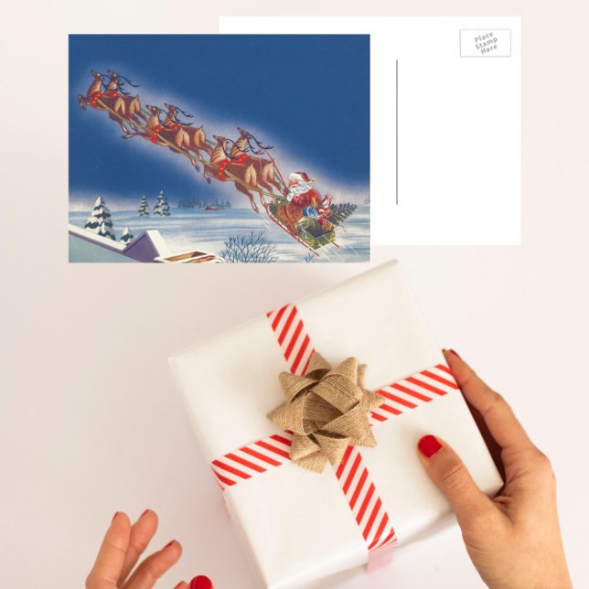 Weihnachten, Weihnachten, Schlitten mit Rentier Feiertagspostkarte (Von Creator hochgeladen)