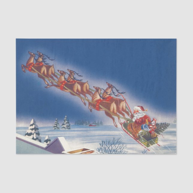 Weihnachten, Weihnachten, Schlitten mit Rentier Seidenpapier (Vorderseite)