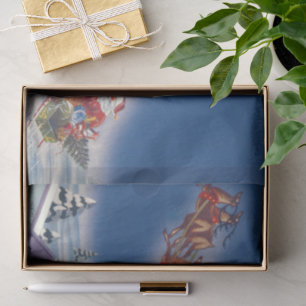 Weihnachten, Weihnachten, Schlitten mit Rentier Seidenpapier