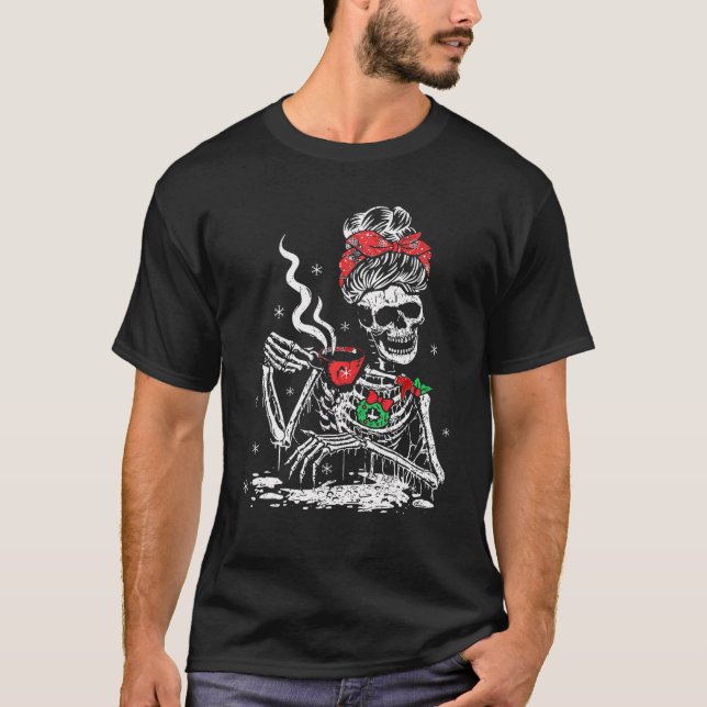 Weihnachten Weihnachten Skelett lächeln Schädel tr T-Shirt (Vorderseite)