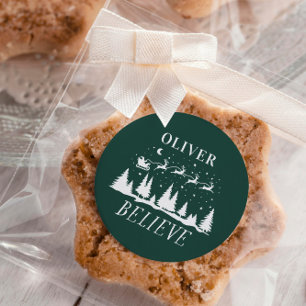 Weihnachten Weihnachten Traditionelles grünes Foto Runder Aufkleber