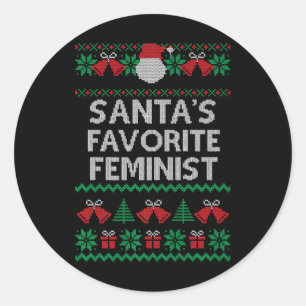 Weihnachten Weihnachten Weihnachten Feminist Ugly Runder Aufkleber