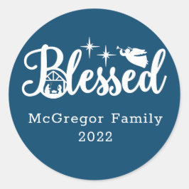 Weihnachten Weihnachten Weihnachten Heiß Blau & We Runder Aufkleber