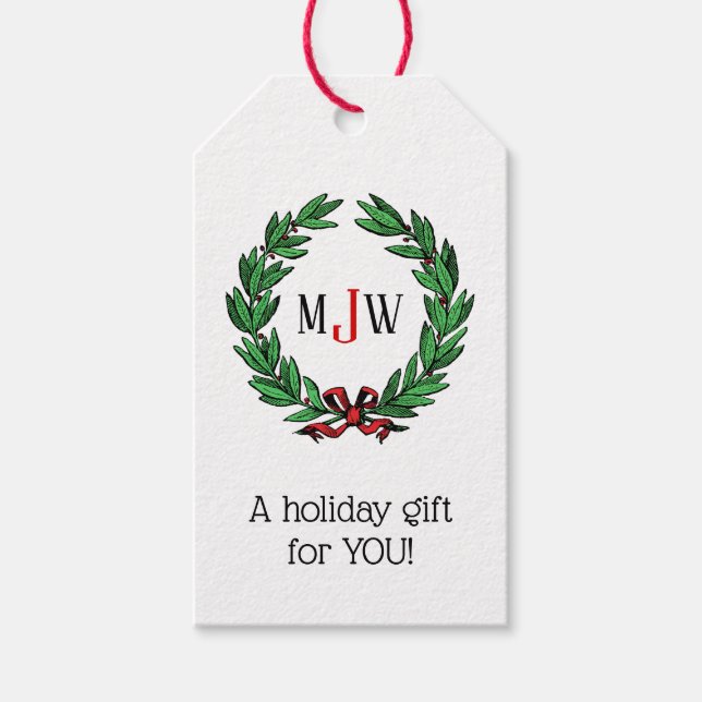 Weihnachten Weihnachten Weihnachten Holly Wreath M Geschenkanhänger (Vorderseite)