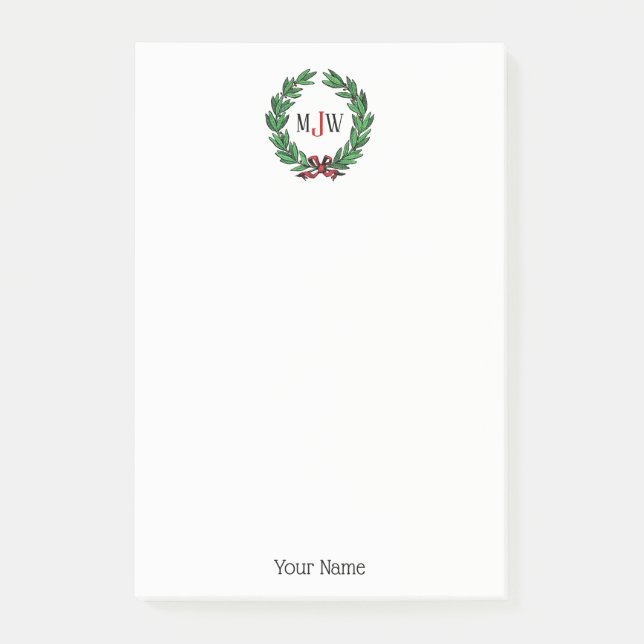 Weihnachten Weihnachten Weihnachten Holly Wreath M Post-it Klebezettel (Vorderseite)