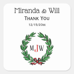 Weihnachten Weihnachten Weihnachten Holly Wreath M Quadratischer Aufkleber