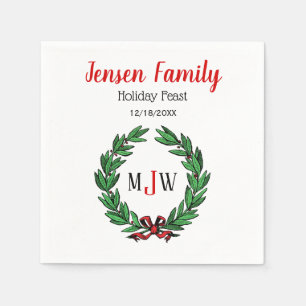 Weihnachten Weihnachten Weihnachten Holly Wreath M Serviette