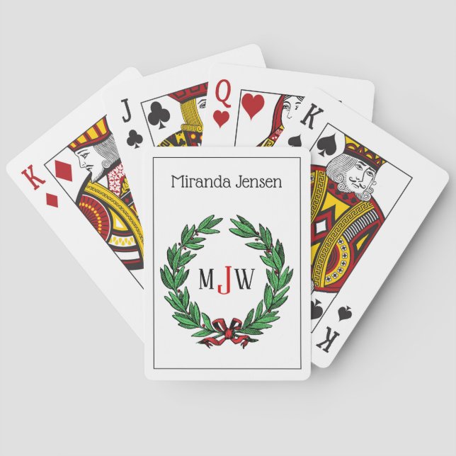 Weihnachten Weihnachten Weihnachten Holly Wreath M Spielkarten (Rückseite)