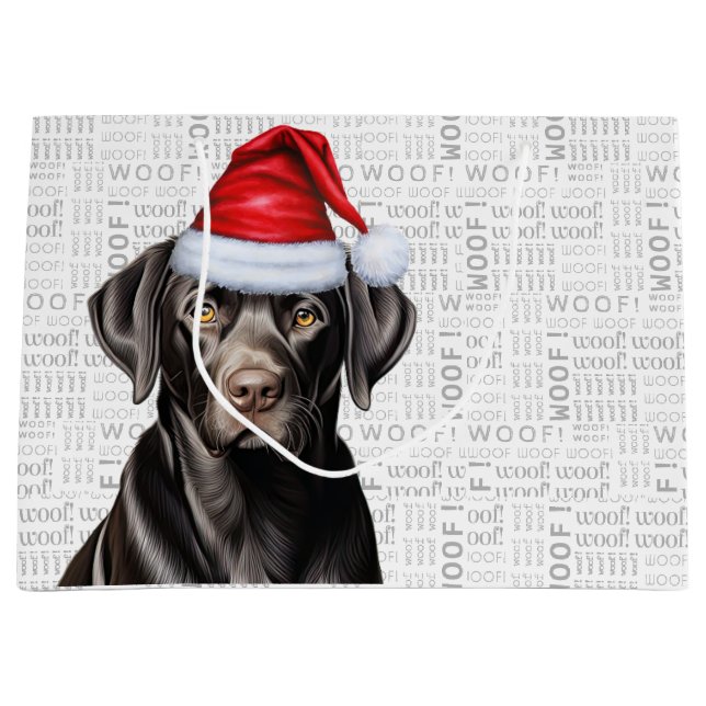 Weihnachten Weihnachten Weihnachten-Hund Schwarzes Große Geschenktüte (Vorderseite)