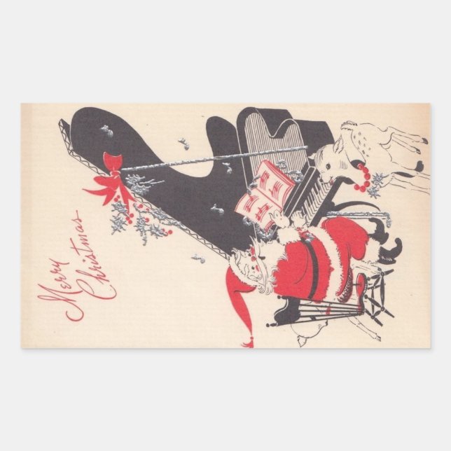 Weihnachten Weihnachten Weihnachten Klavier für Hi Rechteckiger Aufkleber (Vorderseite)