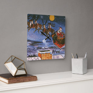 Weihnachten Weihnachten Weihnachten Weihnachten We Quadratische Wanduhr