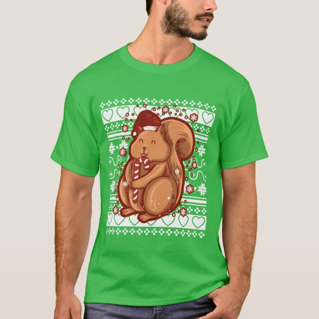 Weihnachten Weihnachten Weihnachts-Eichhörnchenfam T-Shirt (Vorderseite)