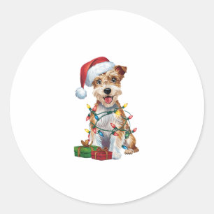 Weihnachten Weihnachten Weihnachts-Silky-Terrier-H Runder Aufkleber