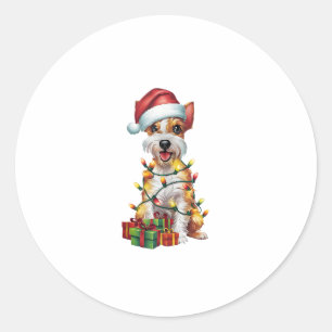 Weihnachten Weihnachten Weihnachts-Silky Terrier H Runder Aufkleber
