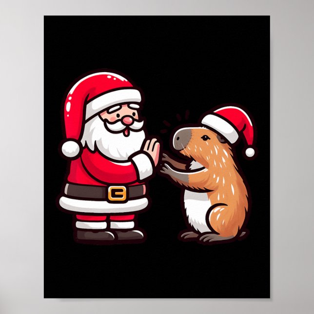 Weihnachten Weihnachten Weihnachtsmann Capybara Ho Poster (Vorne)