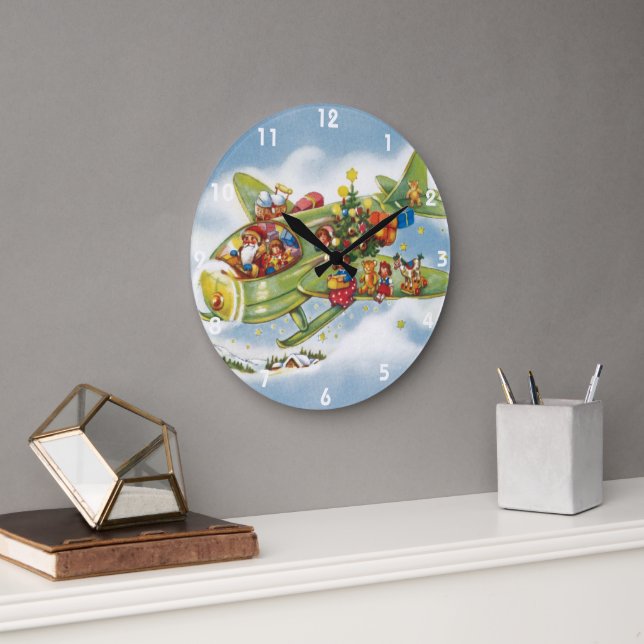 Weihnachten, Weihnachten, Weihnachtsmann fliegen e Große Wanduhr (Büro)