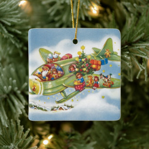 Weihnachten, Weihnachten, Weihnachtsmann fliegen e Keramikornament