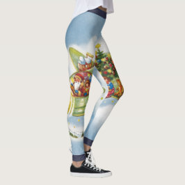 Weihnachten, Weihnachten, Weihnachtsmann fliegen e Leggings