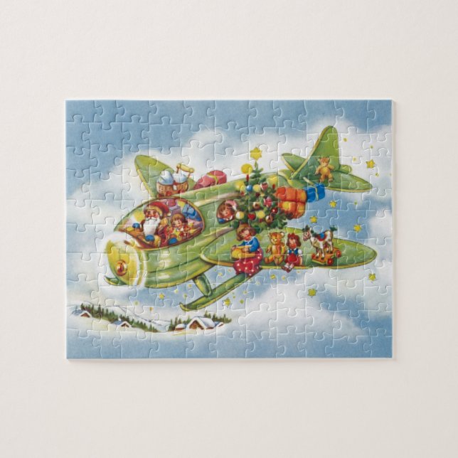 Weihnachten, Weihnachten, Weihnachtsmann fliegen e Puzzle (Horizontal)