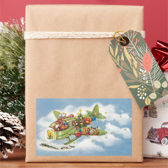 Weihnachten, Weihnachten, Weihnachtsmann fliegen e Rechteckiger Aufkleber (Feiertag)