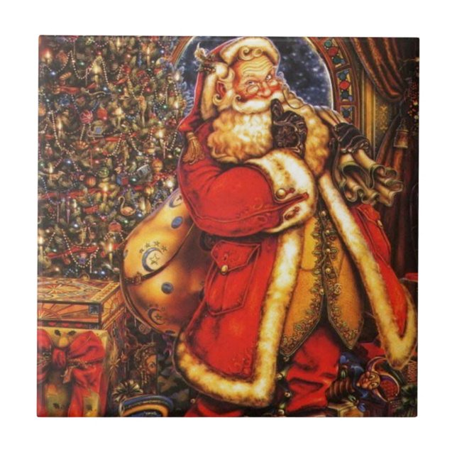 Weihnachten Weihnachten Weihnachtsmann glückliche  Fliese (Vorderseite)
