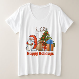 Weihnachten Weihnachten Weihnachtsmann hinzufügen Große Größe T-Shirt