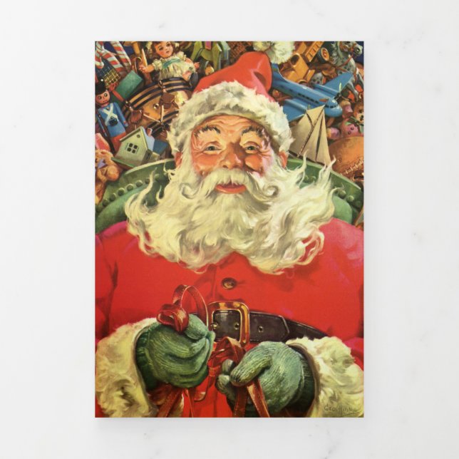 Weihnachten Weihnachten Weihnachtsmann im Roten Me Dreifach Gefaltete Urlaubskarte (Cover)