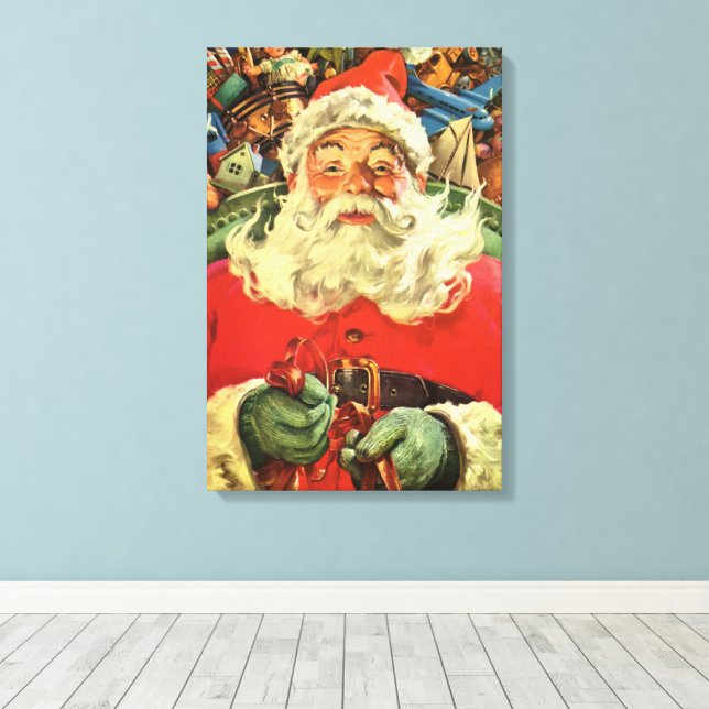 Weihnachten Weihnachten Weihnachtsmann im Roten Me Leinwanddruck (Insitu (Holzboden))