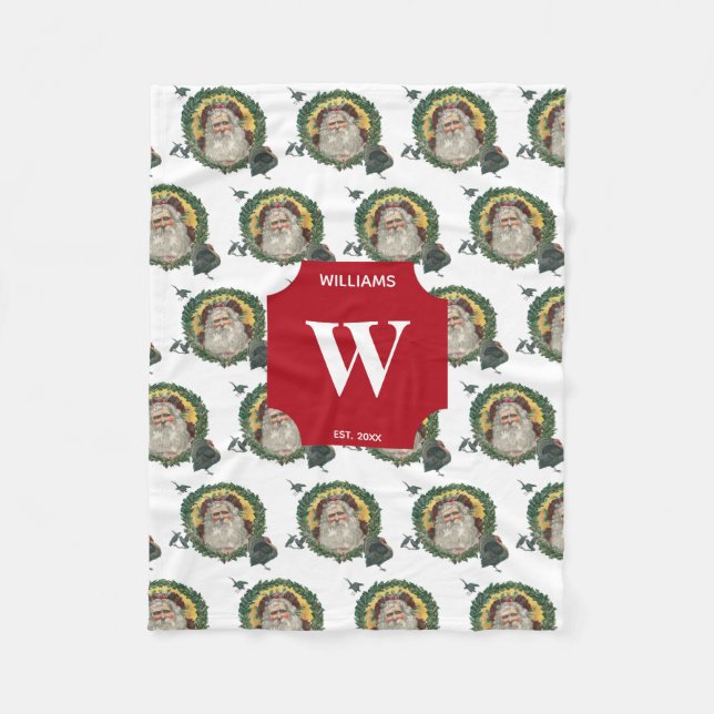 Weihnachten Weihnachten Weihnachtsmann Kindermädch Fleecedecke (Vorderseite)