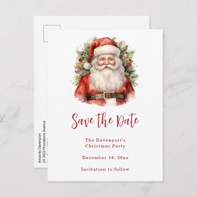 Weihnachten Weihnachten Weihnachtsmann Lächeln Ankündigungspostkarte (Vorne/Hinten)