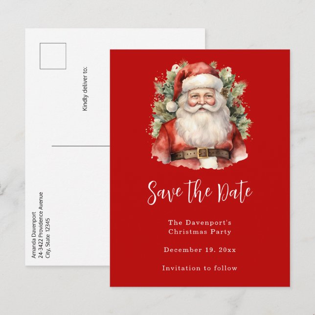 Weihnachten Weihnachten Weihnachtsmann Lächeln Ankündigungspostkarte (Vorne/Hinten)