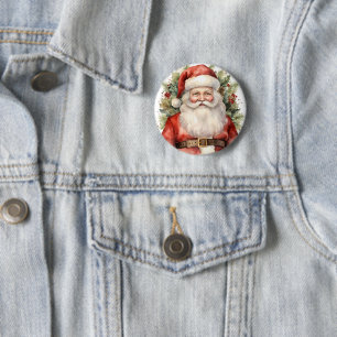 Weihnachten Weihnachten Weihnachtsmann Lächeln Button