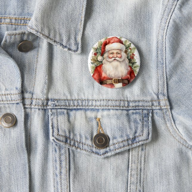 Weihnachten Weihnachten Weihnachtsmann Lächeln Button (Beispiel)