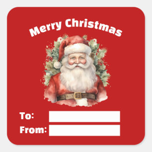 Weihnachten Weihnachten Weihnachtsmann Lächeln Ges Quadratischer Aufkleber
